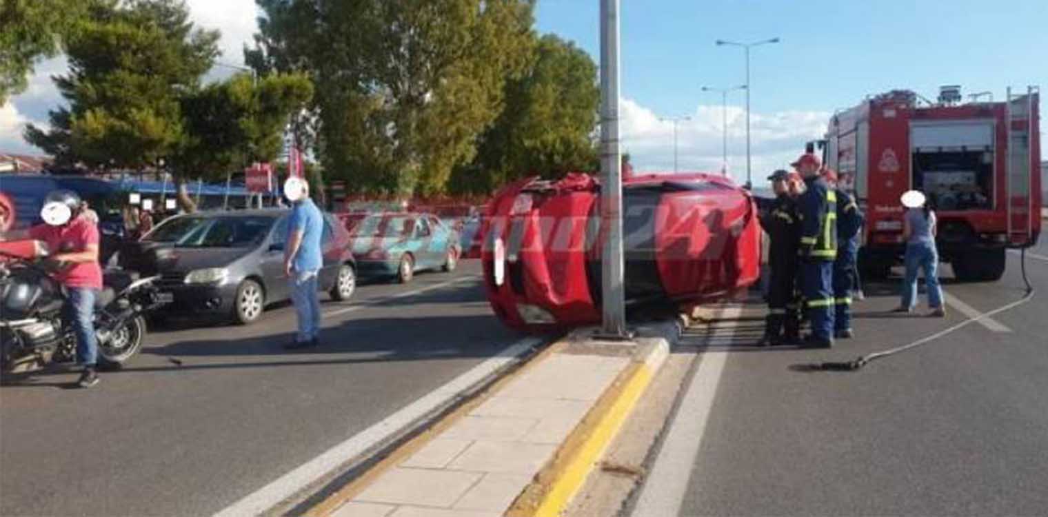 Πάτρα: Ανατροπή Ι.Χ αυτοκινήτου στην Ακτή Δυμαίων (photos)