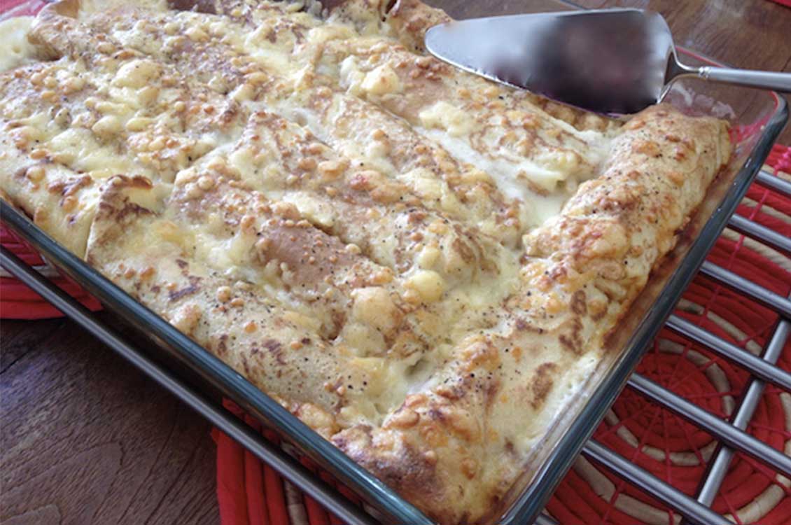 Κρέπες αλμυρές, γεμιστές au gratin