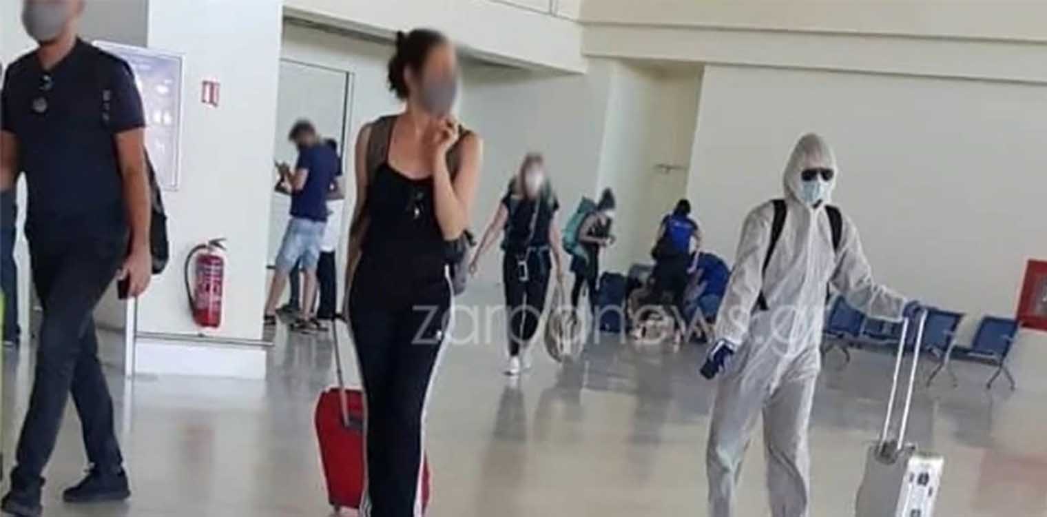 Απίστευτο: Με... πλήρη στολή κορονοϊού ταξίδεψε επιβάτης στο αεροδρόμιο των Χανίων [Εικόνα]