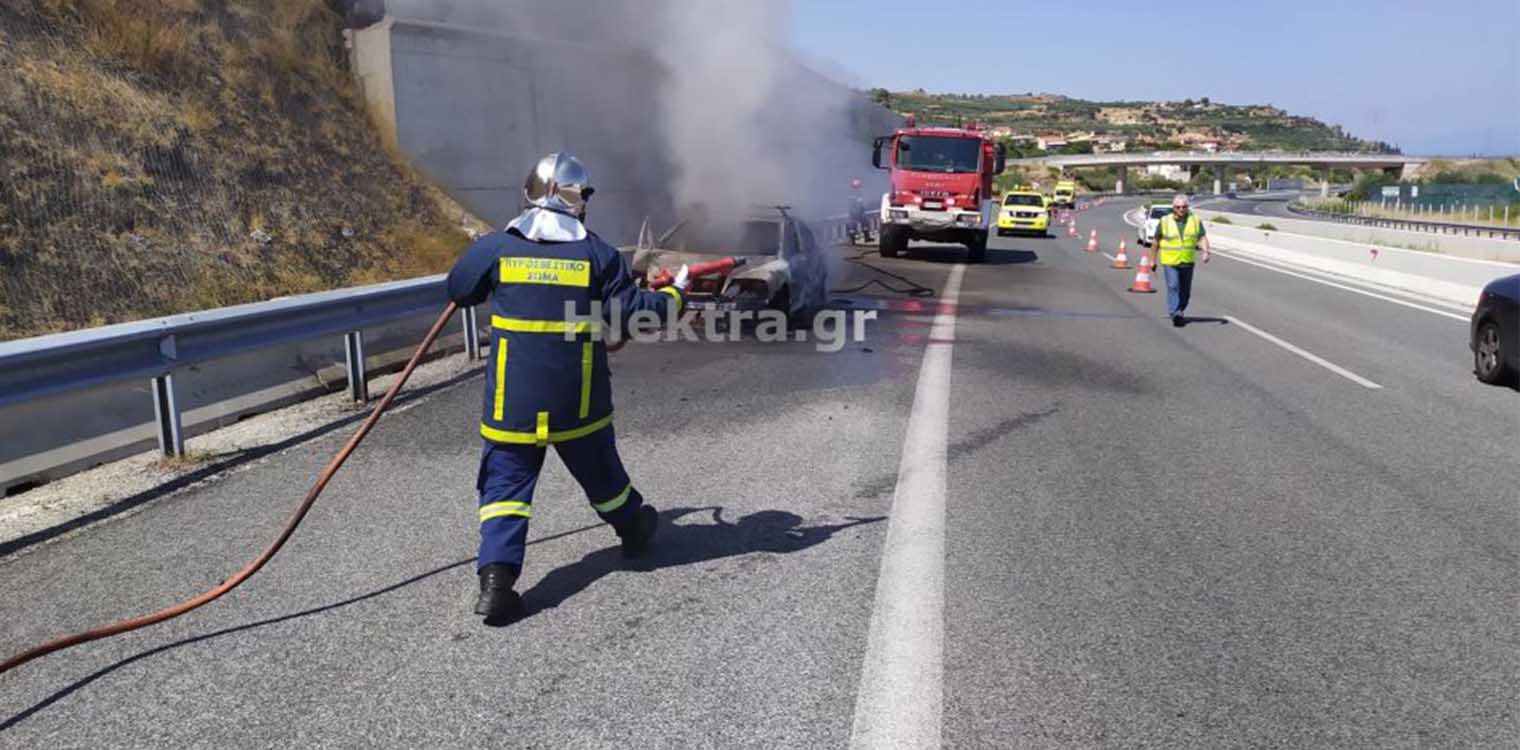Πυρκαγιά σε όχημα στην Εθνική Οδό - Ένας τραυματίας