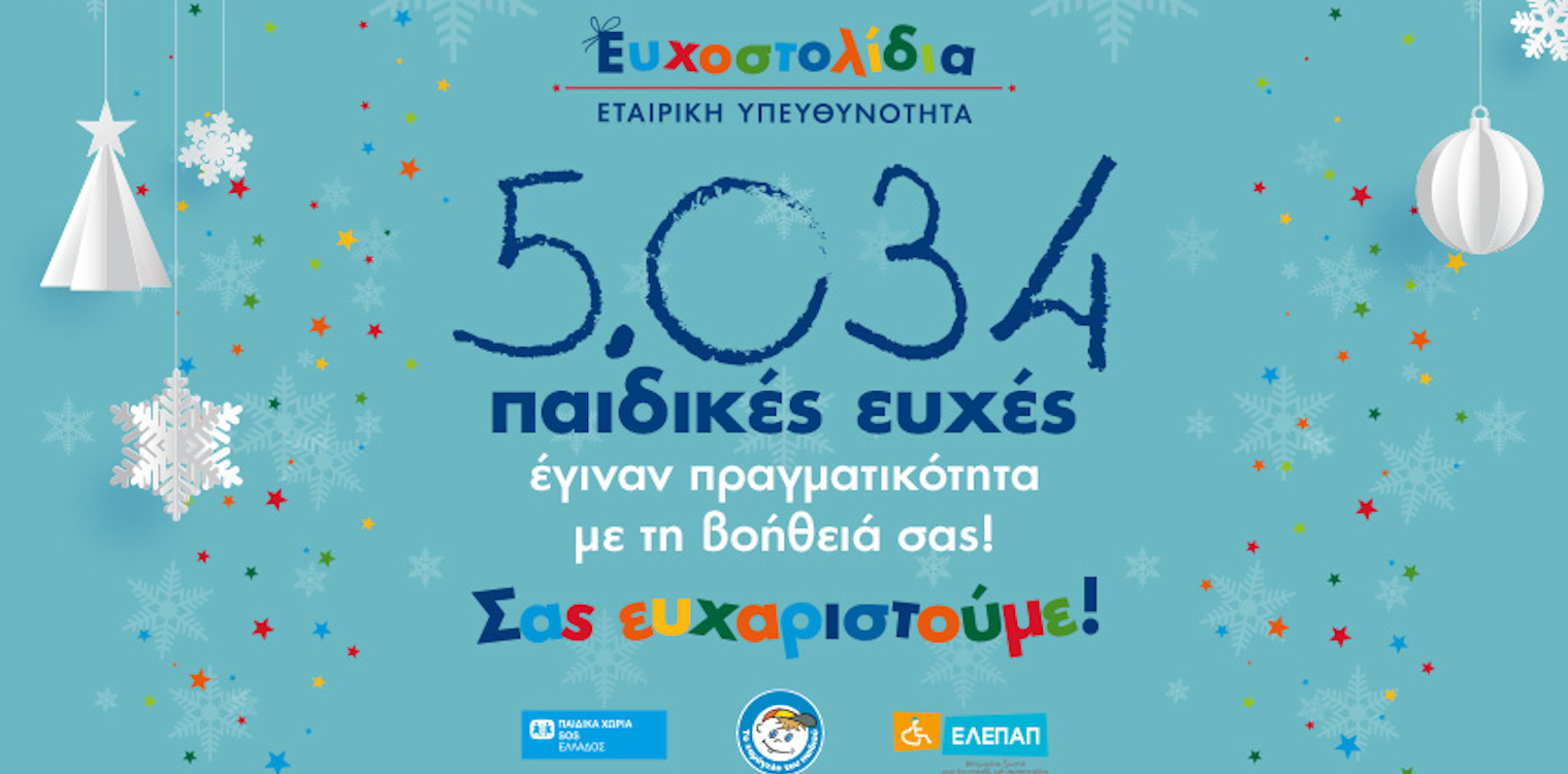 Τα Ευχοστολίδια έκαναν πραγματικότητα 5.034 χριστουγεννιάτικες ευχές παιδιών