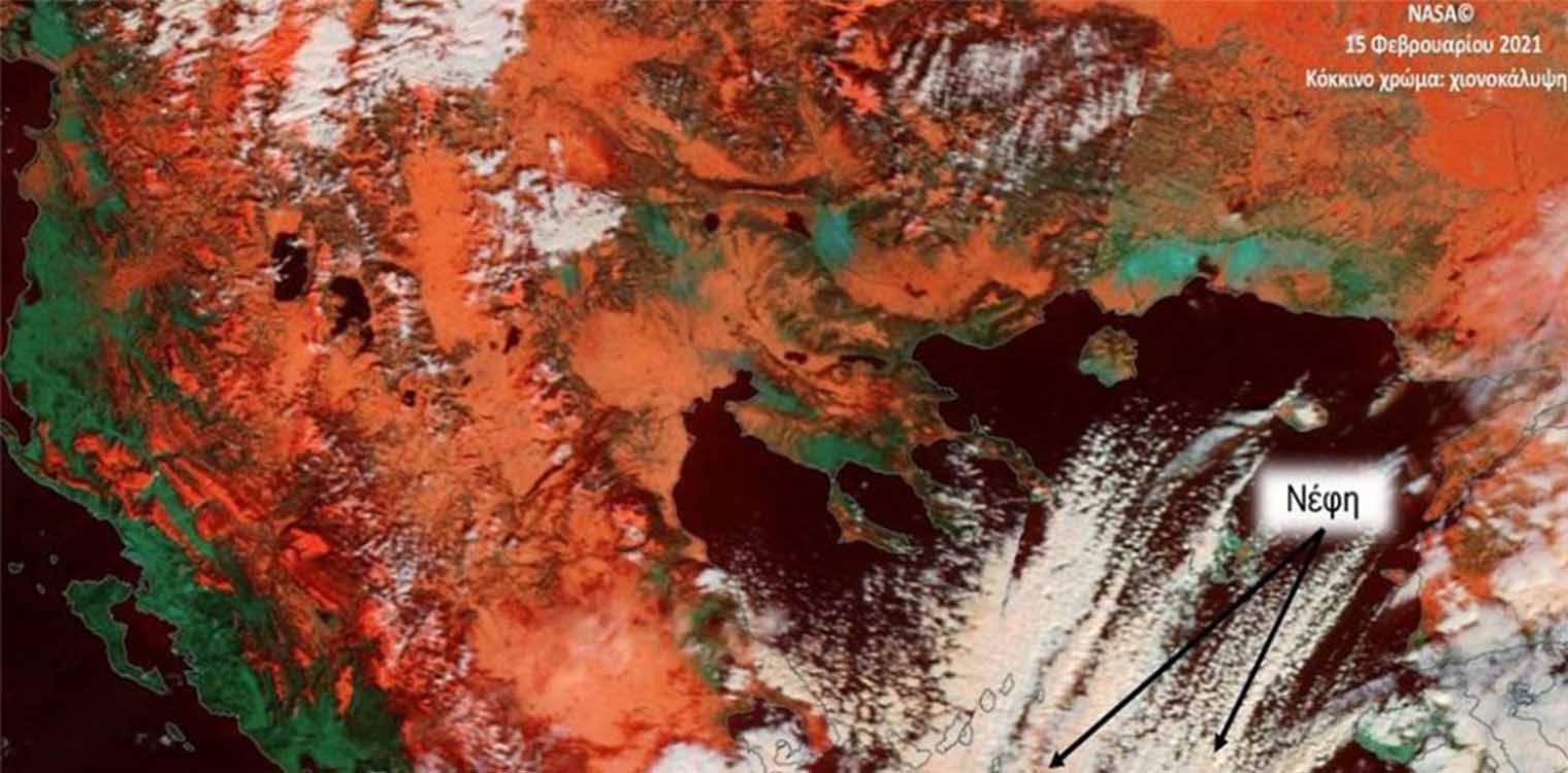 Κακοκαιρία «Μήδεια»: Η εικόνα της χιονισμένης Ελλάδας από δορυφόρο της NASA