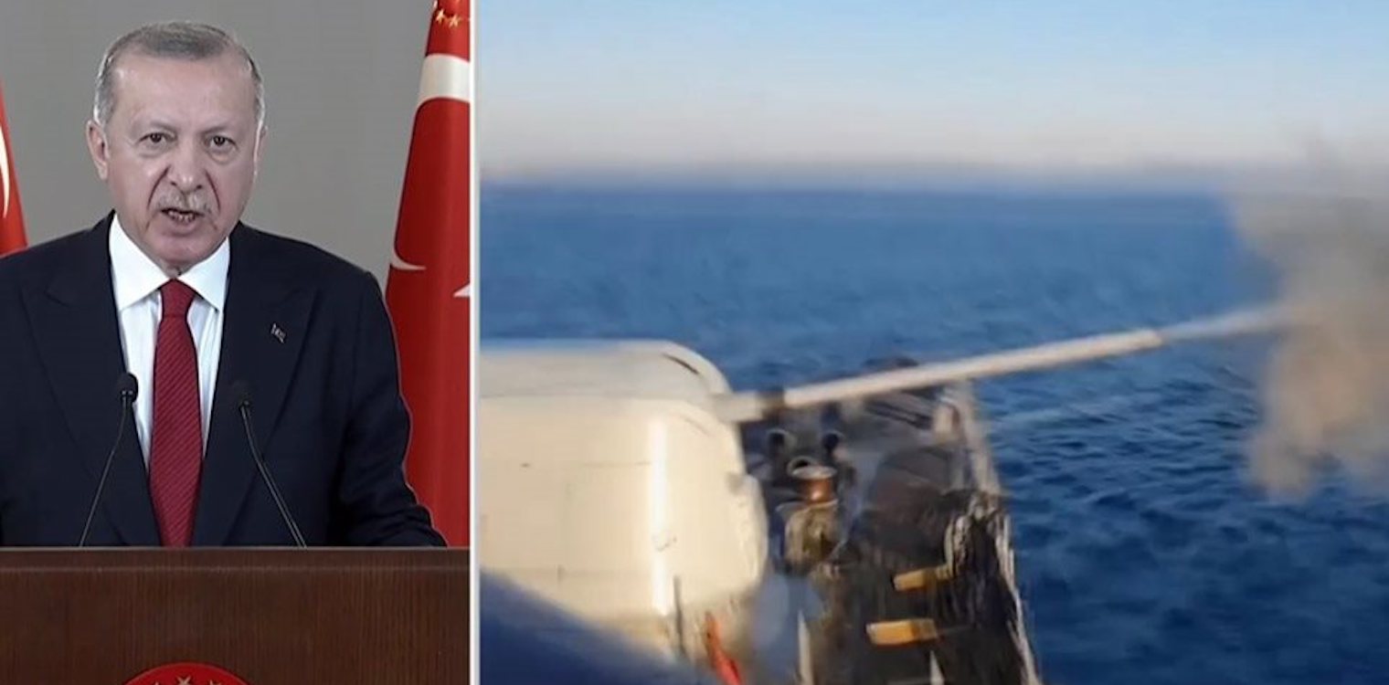 Εμπρηστικές δηλώσεις Ερντογάν με εικόνες πολεμικών πλοίων να ανοίγουν πυρ