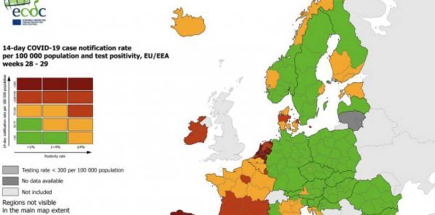 ECDC: Πορτοκαλί σχεδόν ολόκληρη η χώρα - Στο «κόκκινο» και πάλι η Κρήτη
