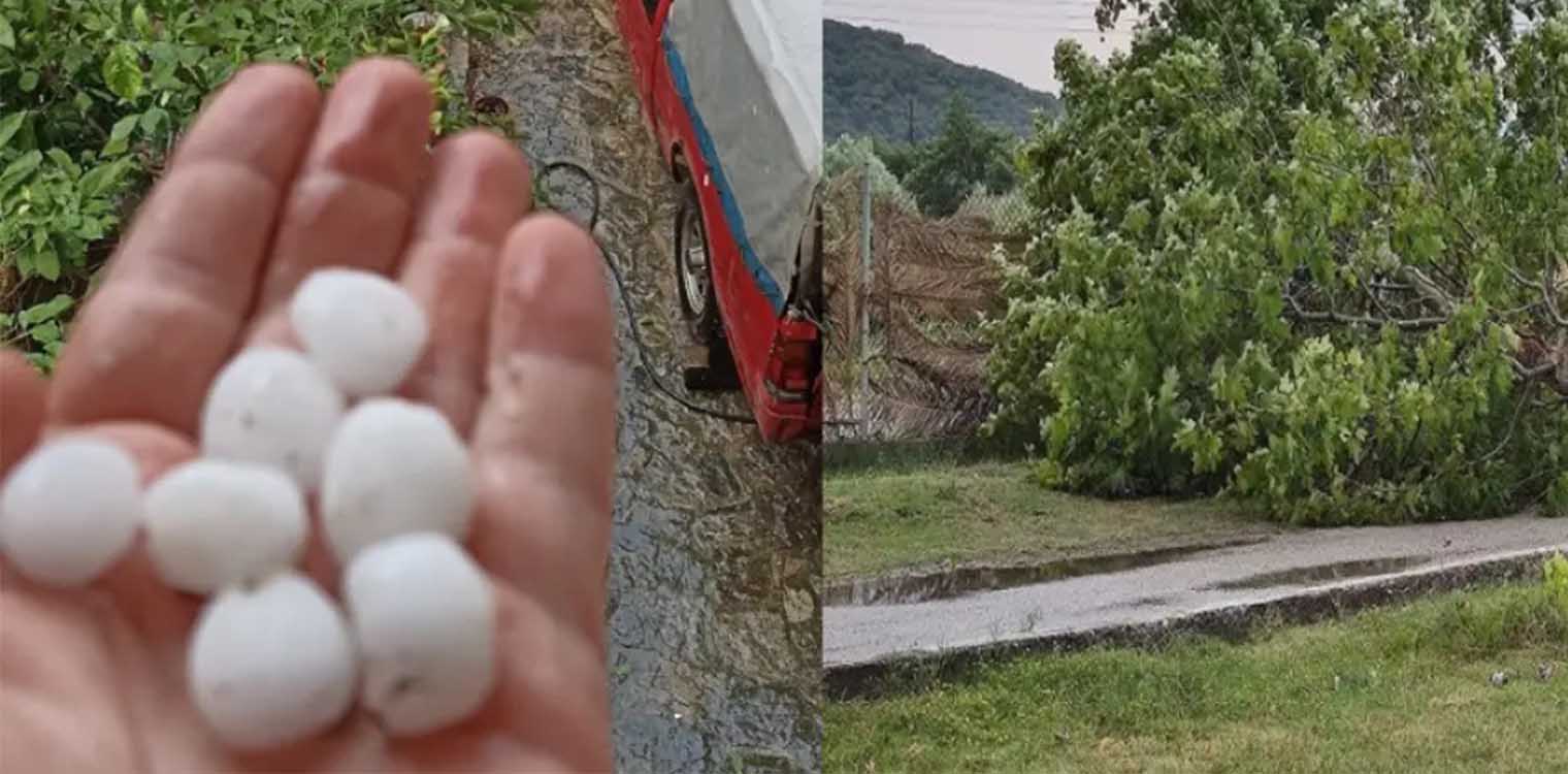 Κακοκαιρία στην Καβάλα: Έριξε χαλάζι σε μεγάλο μέγεθος