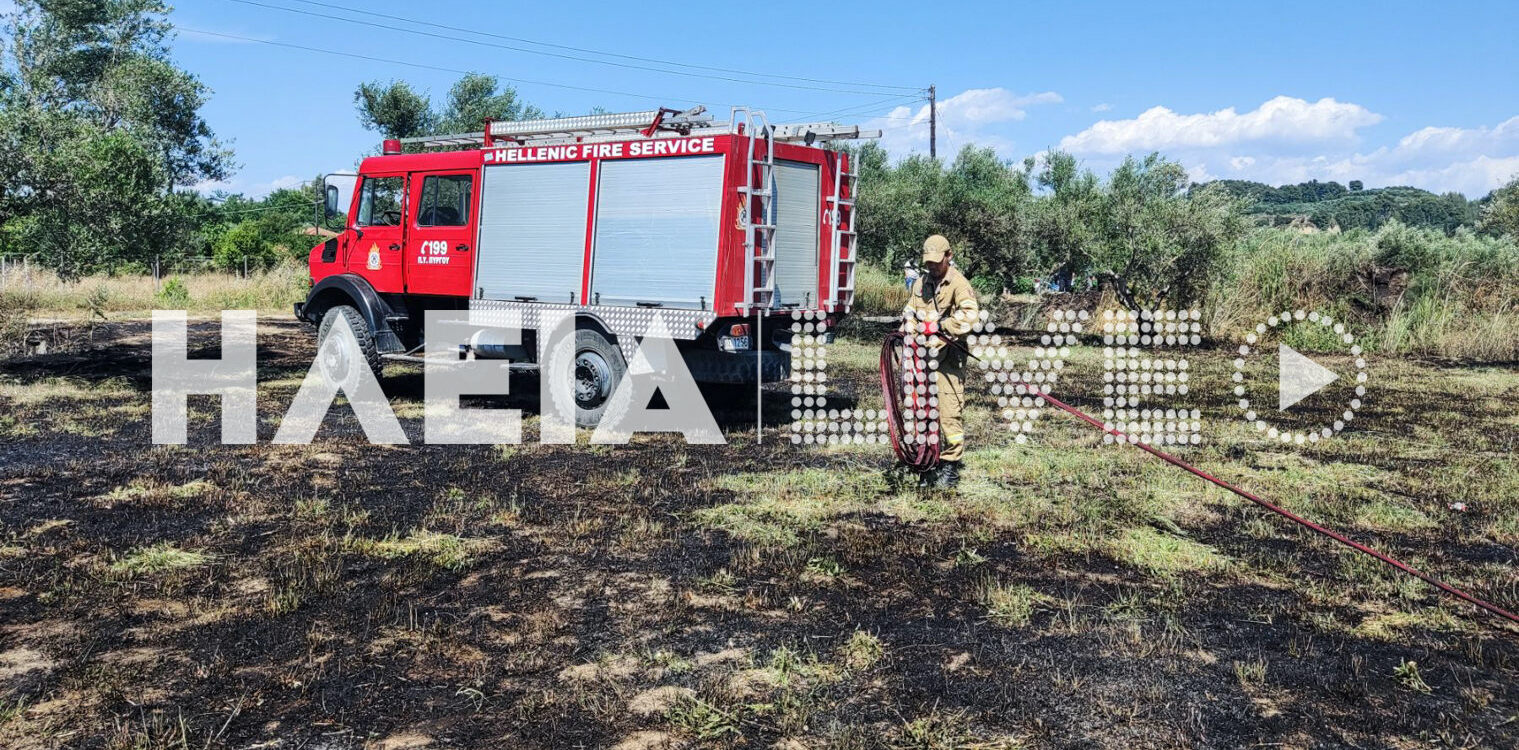 Πράσινο Πύργου: Πυρκαγιά σε χορτολιβαδική έκταση έκαψε και μπάλες με σανό