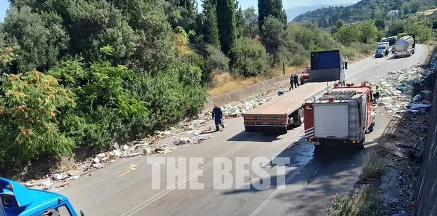 Πατρών - Πύργου: Έκλεισε η εθνική από... ξίδια που έπεσαν από νταλίκα