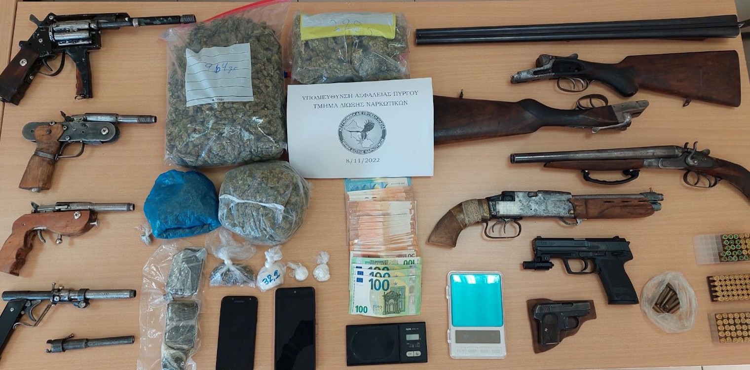 Πουλούσαν χασίσι και κοκαϊνη στην Ηλεία - Συνελήφθησαν με οπλοστάσιο