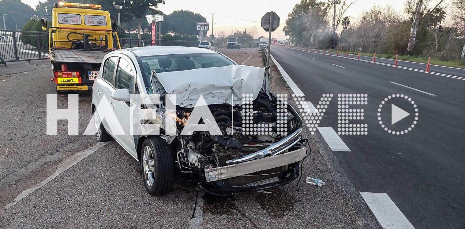 Πατρών - Πύργου: Σφοδρή σύγκρουση ευτυχώς χωρίς τραυματισμούς κοντά στα Σαβάλια