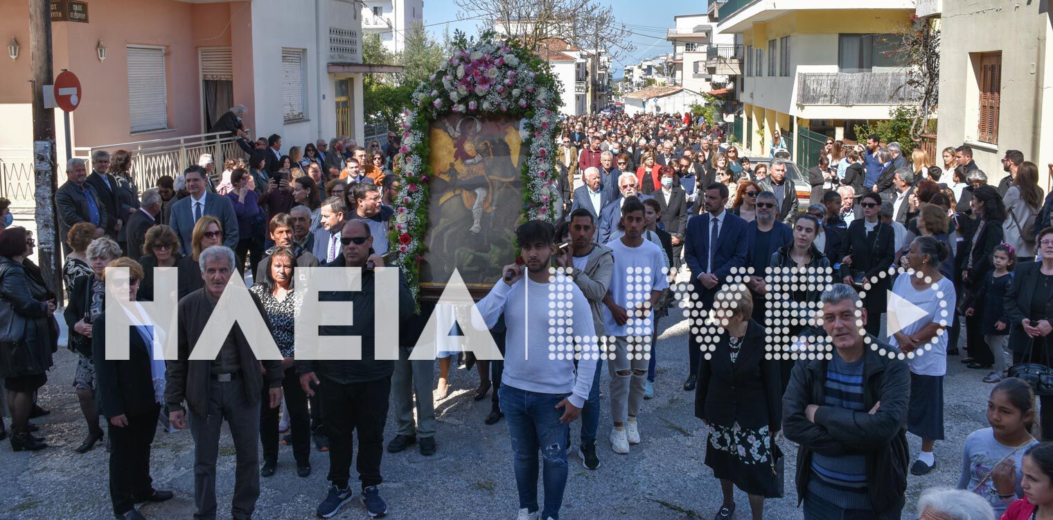 Αμαλιάδα: Με καβαλάρηδες η συνοδεία της εικόνας του Άη Γιώργη στην πόλη
