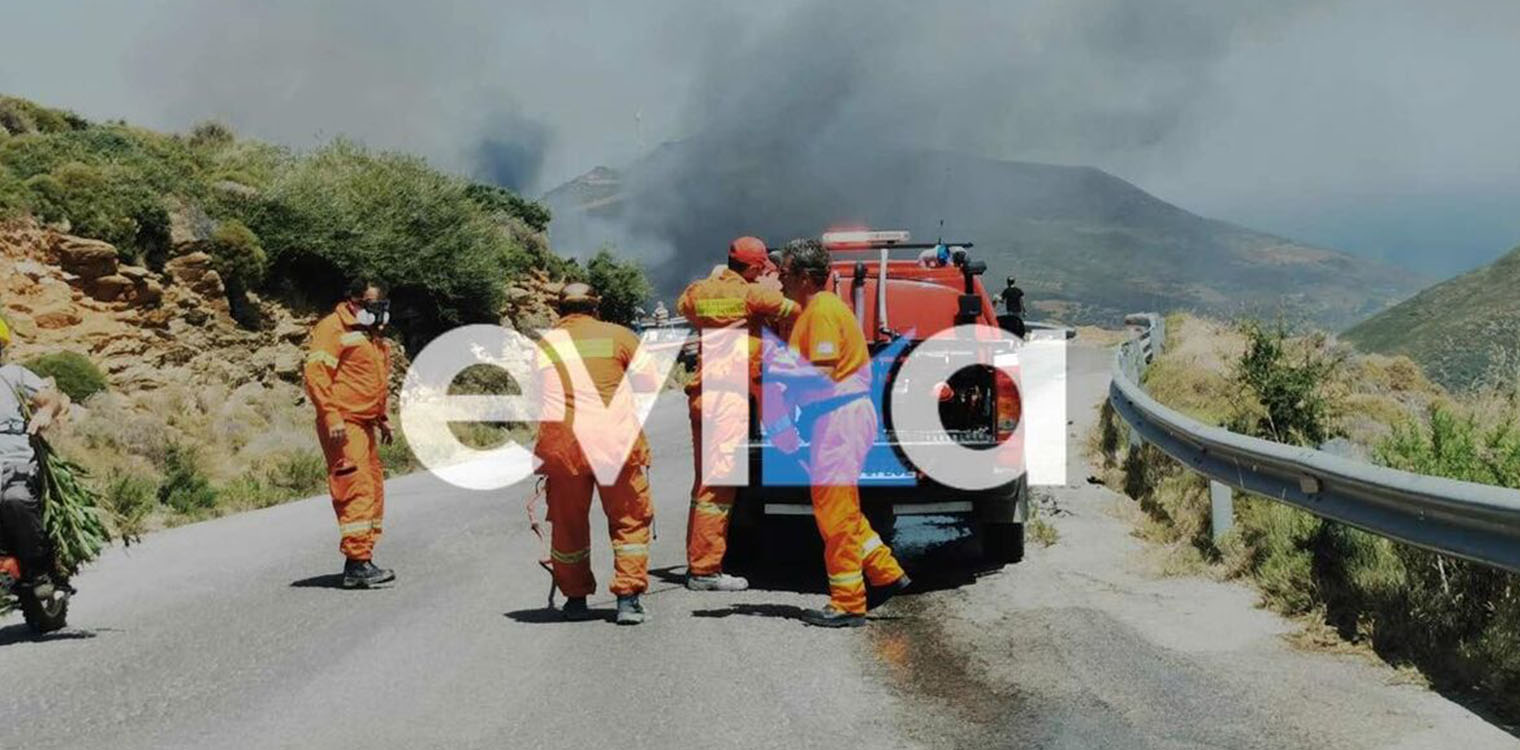 Πυρκαγιά στην Κάρυστο: Εκκενώνονται οι οικισμοί Λιβάδι, Ποτάμι, Περναράκι και Πλατανιστός
