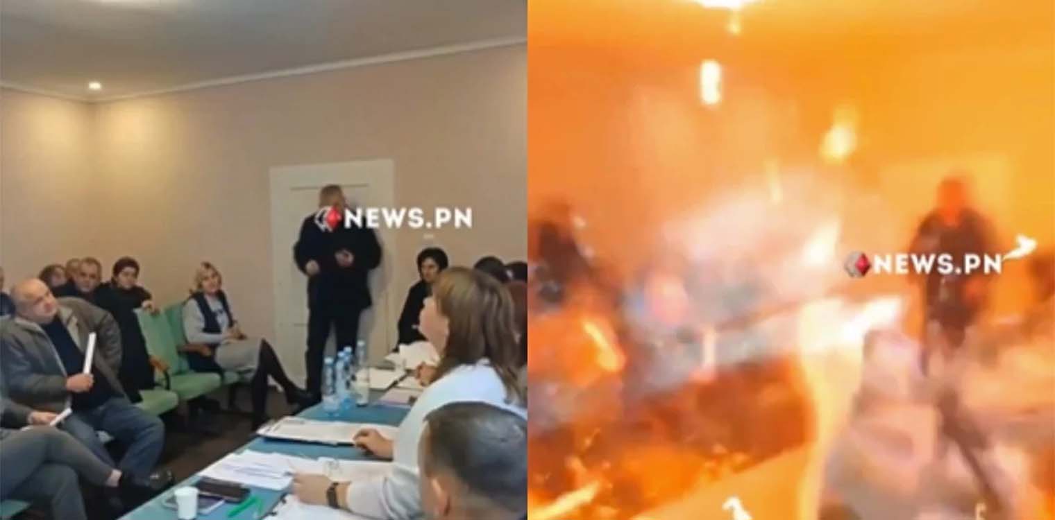 Ουκρανία: Χάος σε δημοτικό συμβούλιο - Ανδρας έριξε τρεις χειροβομβίδες μέσα στην αίθουσα (video)