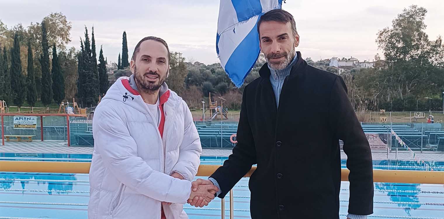 Επίσκεψη του χρυσού Ολυμπιονίκη Ι. Μελισσανίδη στον Αντιδήμαρχο Αθλητισμού Ήλιδας Γ. Κράλλη