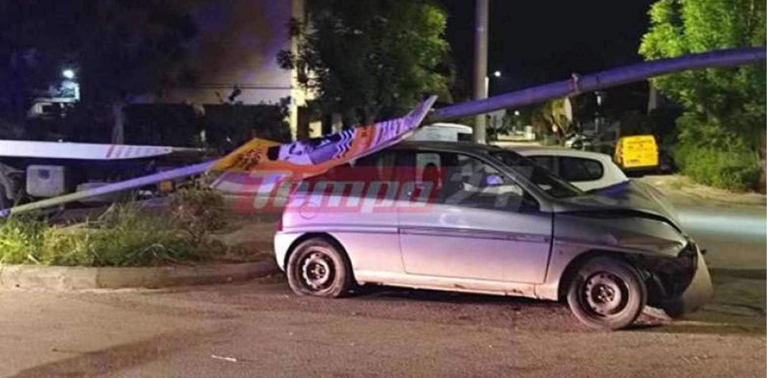 Πάτρα: Απίστευτο τροχαίο - Η κολώνα ...προσγειώθηκε στο ΙΧ