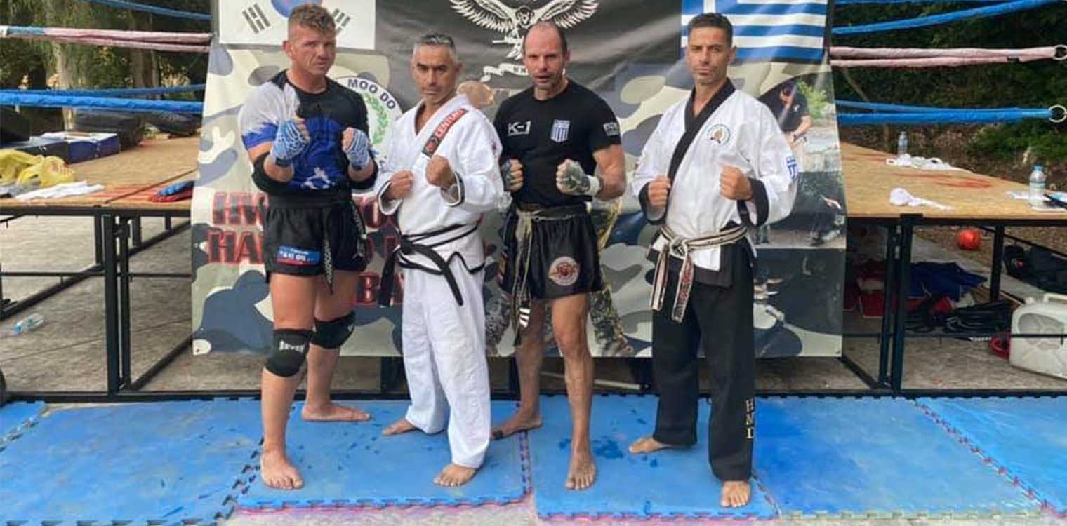 4ο Dan ο Παναγιωτόπουλος και 2ο Dan ο Παπαδόπουλος στο Kick Boxing