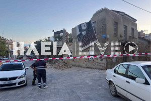 Πύργος: Κτίριο κατέρρευσε στην πλατεία Μ. Θεοδωράκη - Ζημιές σε τρία οχήματα