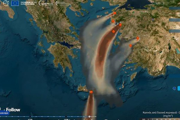 AtmoHub: Μέχρι την Αττική ο καπνός από τις πυρκαγιές στην Τουρκία – Πώς επηρεάζεται το Αιγαίο