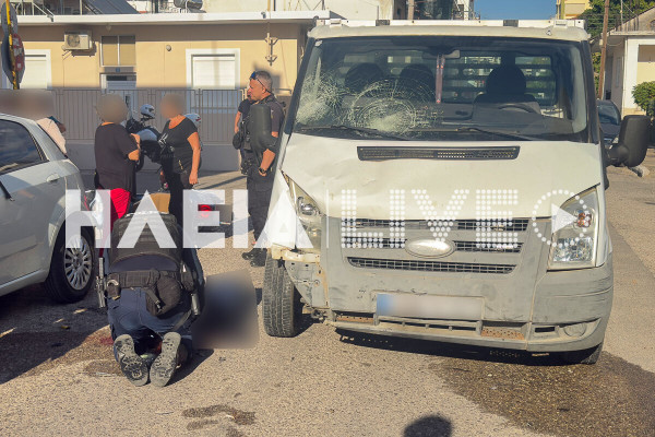 Πύργος: Δύο τραυματίες σε σοβαρό τροχαίο - Σύγκρουση φορτηγού με μηχανάκι (photos &amp; video)