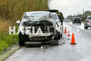 Πύργου - Τριπόλεως: Καραμπόλα τριών οχημάτων κοντά στη Βαρβάσαινα