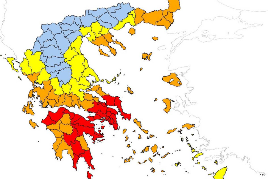 Ακραίος κίνδυνος πυρκαγιάς σε Αχαΐα και Ηλεία, πολύ υψηλός κίνδυνος στην Αιτωλοακαρνανία για αύριο Σάββατο 09/08