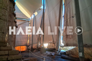 Ναός Επικουρίου Απόλλωνα: Σκίστηκε η τέντα προστασίας από τους θυελλώδεις ανέμους