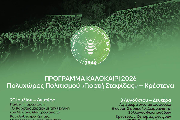 Η Κρέστενα γιορτάζει ξανά: Η Γιορτή της Σταφίδας επιστρέφει το Καλοκαίρι του 2026!