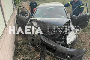 Λεχαινά: Δύο τραυματίες σε πρόσκρουση αυτοκινήτου σε μάντρα, σε σοβαρό τροχαίο