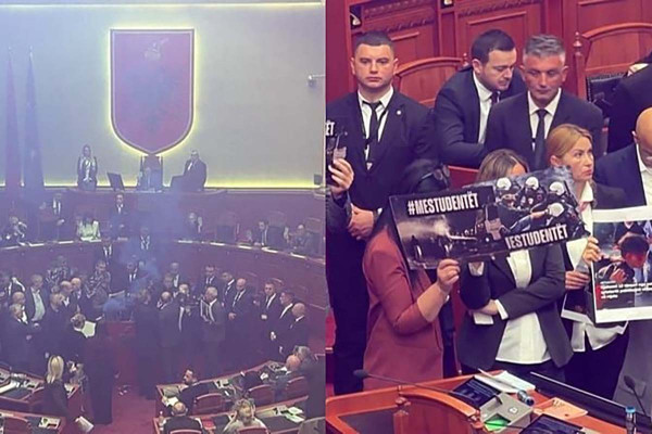Ένταση στο αλβανικό κοινοβούλιο: Βουλευτές της αντιπολίτευσης άναψαν καπνογόνα την ώρα συνεδρίασης