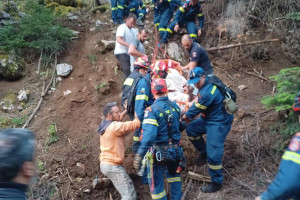 Χαλκίδα: Οδηγός έπεσε σε γκρεμό 15 μέτρων μετά από τροχαίο - Σε βίντεο η ανάσυρση του
