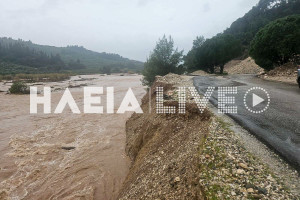 Στα όρια της υπερχείλισης η Νέδα στο Πρασιδάκι - Κίνδυνος για τις παρόχθιες περιοχές