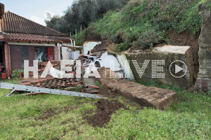 Αρχαία Ολυμπία: Κατολίσθηση σε εξέλιξη παρασύρει κατοικία – Ραγδαία επιδείνωση μέσα σε λίγες ώρες (photos &amp; video)