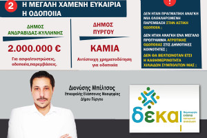 Μπέλτσος: Ο Δήμαρχος Πύργου πάνω σε συννεφάκι…Επικοινωνιακοί πανηγυρισμοί αντί για ουσιαστικό απολογισμό