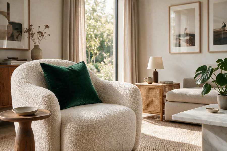 Tactile Living: Μπουκλέ, βελούδο &amp; ακατέργαστο ξύλο - Υφές που θέλεις να αγγίξεις