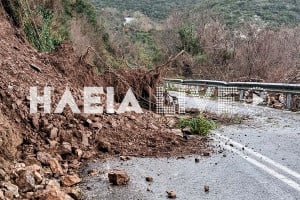 Κατολισθήσεις από την κακοκαιρία στο δρόμο Ανδρίτσαινας - Επικουρίου Απόλλωνα