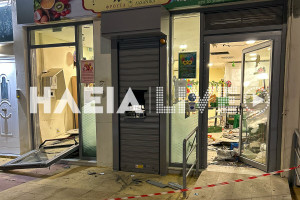 Κυλλήνη: Η στιγμή που οι δράστες αδειάζουν το ΑΤΜ (video)