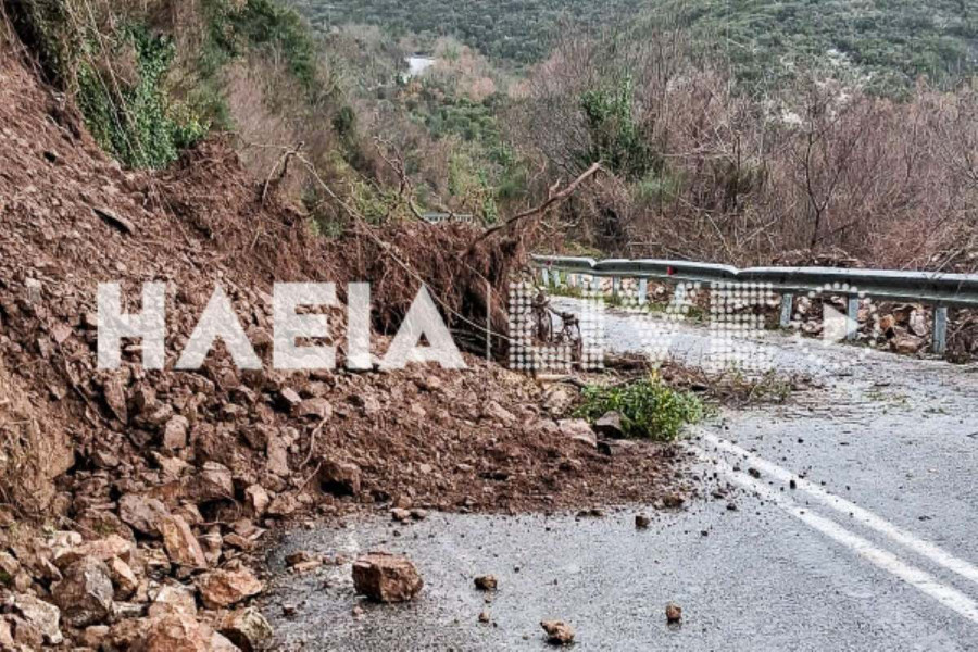 Πύργος: Κατολίσθηση στον δρόμο Καράτουλα-Μουζάκι