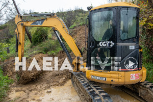 Πηνεία: Προσωρινές παρεμβάσεις οδοποιίας για την αποκατάσταση των ζημιών από την κακοκαιρία
