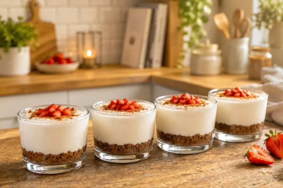 Δροσερό Cheesecake στο ποτήρι με υλικό έκπληξη!