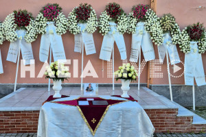Πύργος: Βαρύ το κλίμα στην κηδεία της μητέρας της Αγγελικής Νικολούλη