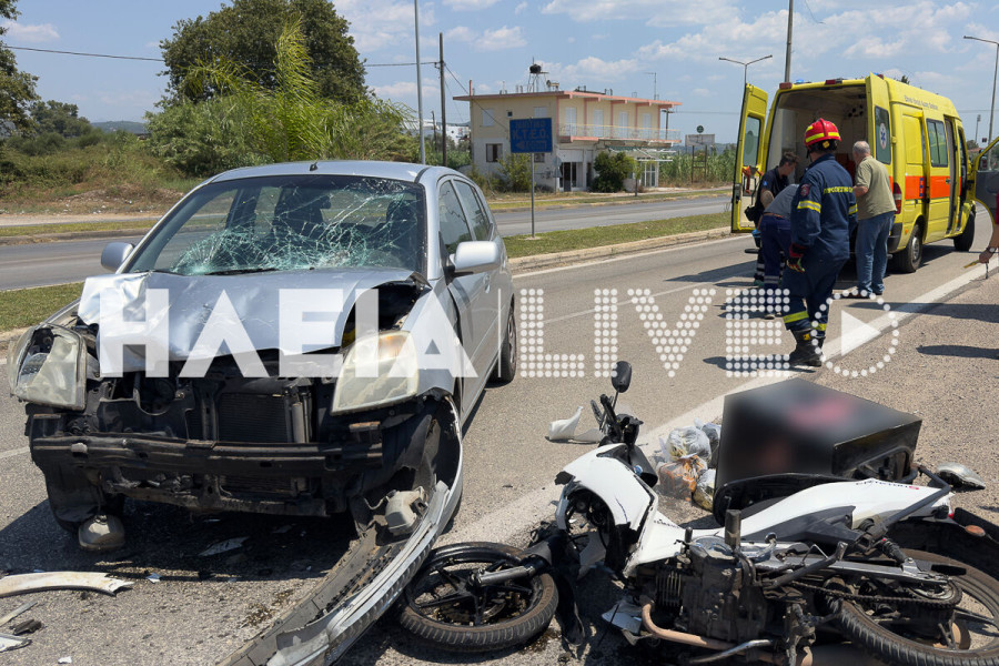 Πύργος: Σοβαρά τραυματίας ντελιβεράς σε σύγκρουση δίκυκλου με ΙΧ