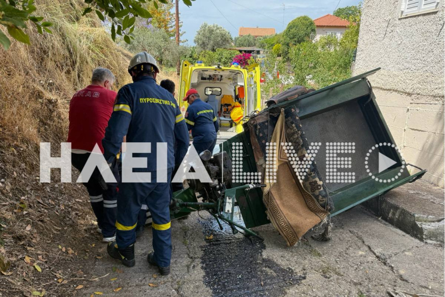 85χρονος καταπλακώθηκε από την τρίκυκλη φρέζα του στο Κολίρι Πύργου (photos &amp; video)