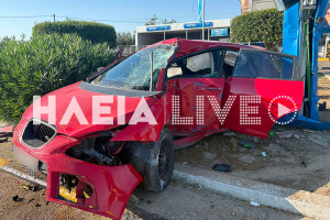 Γαστούνη - Πατρών-Πύργου: Σφοδρό τροχαίο σε σύγκρουση ΙΧ με λεωφορείο - Το αυτοκίνητο κατέληξε σε βενζινάδικο