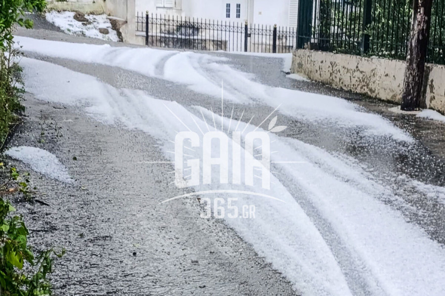 Χαλάζι σκέπασε χωριά της Αρχαίας Ολυμπίας – Έφτιαξαν μέχρι και «χιονάνθρωπο»