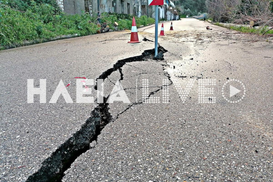 Λέπρεο: Σοβαρή καθίζηση στην 10η Επαρχιακή Οδό εντός οικισμού – Σε επιφυλακή οι Αρχές μετά τη νέα κακοκαιρία
