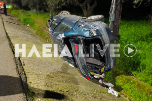 Πύργου - Τριπόλεως: Είχε "άγιο" οδηγός σε εκτροπή τα ξημερώματα στη Βαρβάσαινα