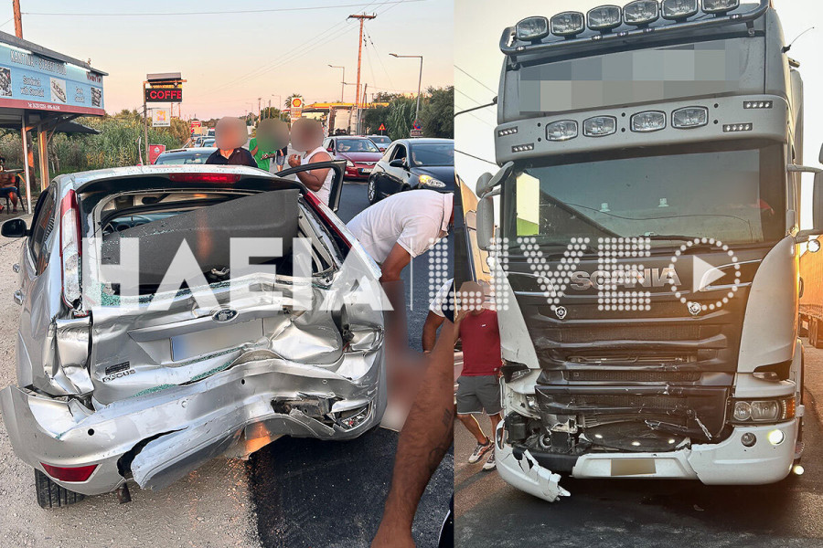 Κυλλήνη: Δύο τραυματίες σε σύγκρουση νταλίκας με αυτοκίνητο