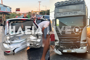 Κυλλήνη: Δύο τραυματίες σε σύγκρουση νταλίκας με αυτοκίνητο