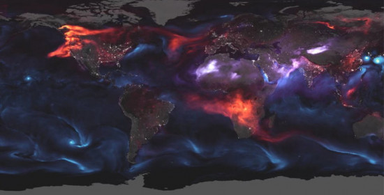 Ψυχεδελική αναπαράσταση της ατμοσφαιρικής ρύπανσης από τη NASA