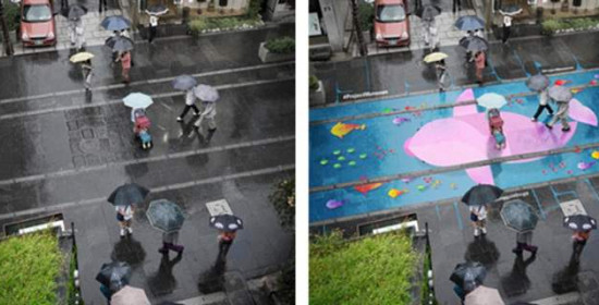 Εκπληκτικά έργα στους δρόμους της Σεούλ - Εμφανίζονται μόνο όταν βρέχει