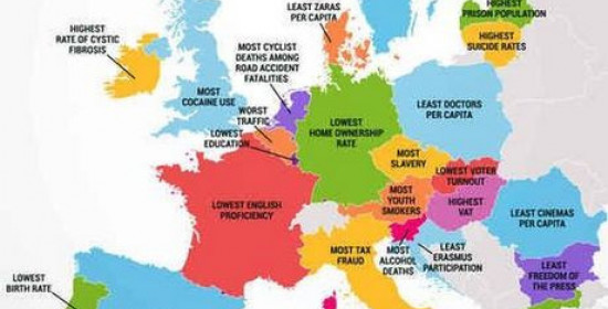 Χάρτης: Σε τι είναι χειρότερη κάθε χώρα της Ευρώπης